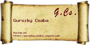 Gurszky Csaba névjegykártya